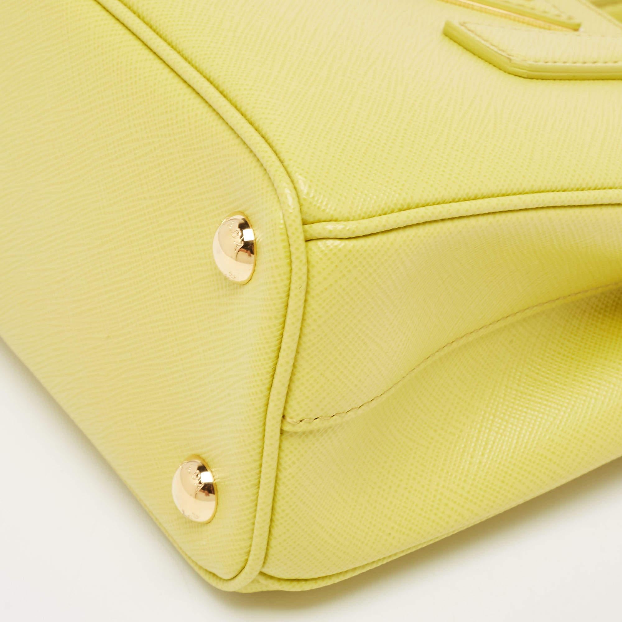 Prada Yellow Saffiano Lux Leather Mini Galleria Tote 6