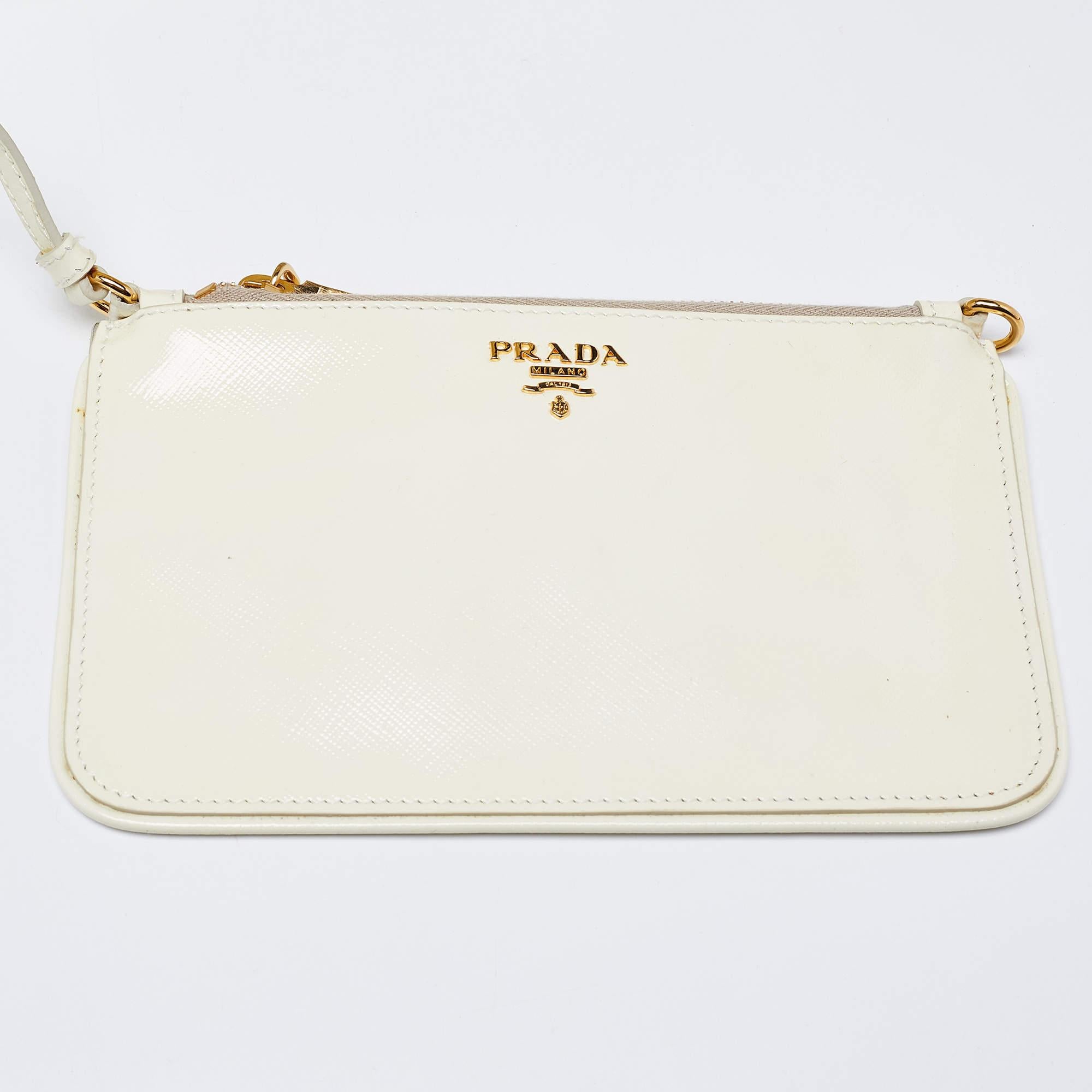 Prada Yellow Saffiano Patent Leather Pyramid Frame Satchel 2