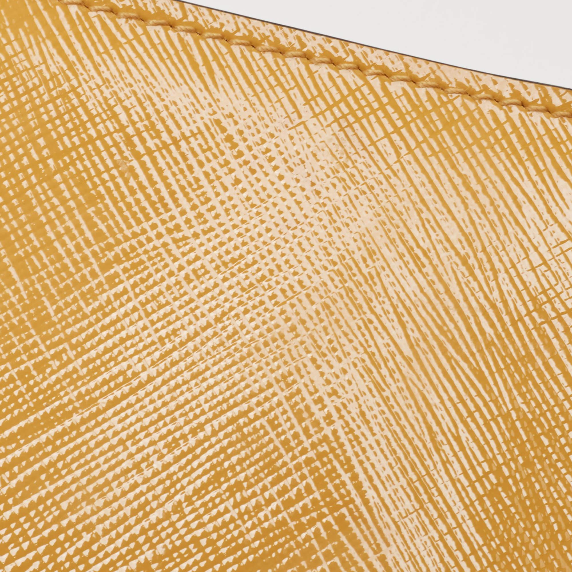 Prada Yellow Saffiano Vernice Leather Chain Shoulder Bag 1