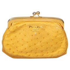 Prada Yellow Soleil Ostrich Leather Coin Purse