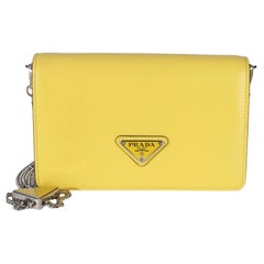 Prada Yellow Spazzolato Triangle Chain Crossbody
