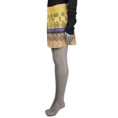 PRADA yellow tan purple PRINTED suede Short Skirt 42 M