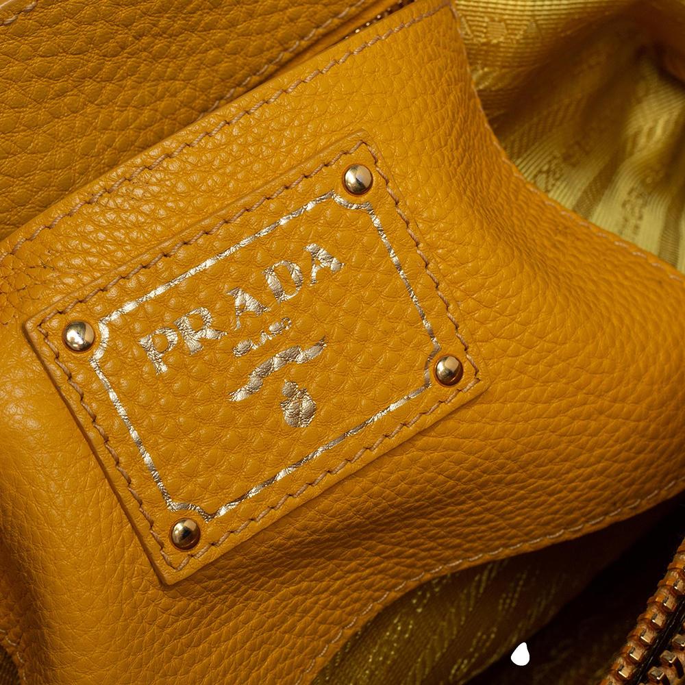 Prada Yellow Vitello Daino Leather Open Tote 3