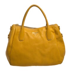 Sac à main Prada Vitello Daino jaune en cuir Sacca 2 Manici Hobo