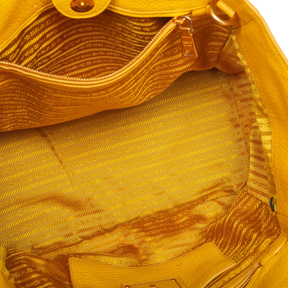 Prada Yellow Vitello Daino Leather Tote 4