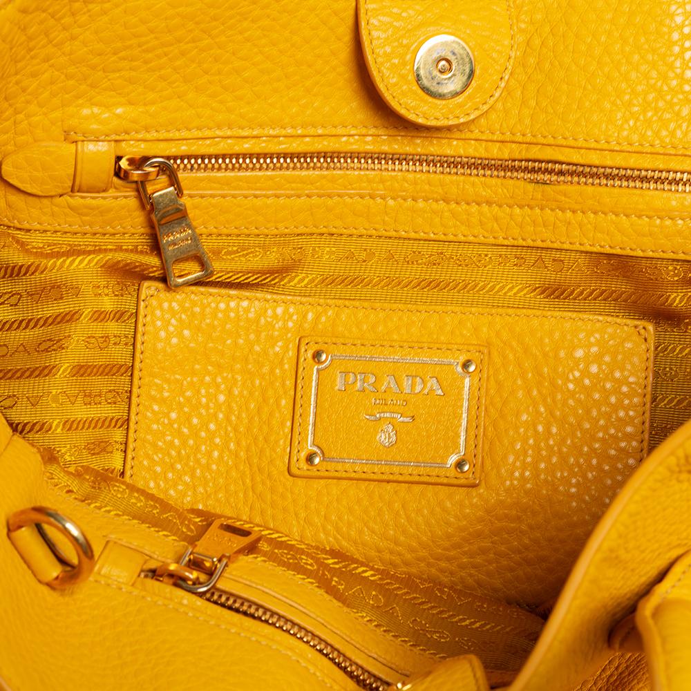 Prada Yellow Vitello Daino Leather Tote 3