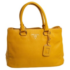 Prada Yellow Vitello Daino Leather Tote