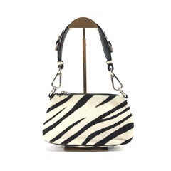 Prada Zebra Print Ponyhair Calfskin Leather Shoulder Bag