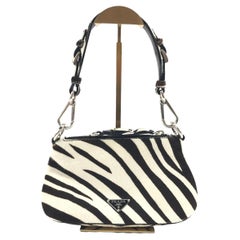 Prada Zebra Print Ponyhair Calfskin Leather Shoulder Bag