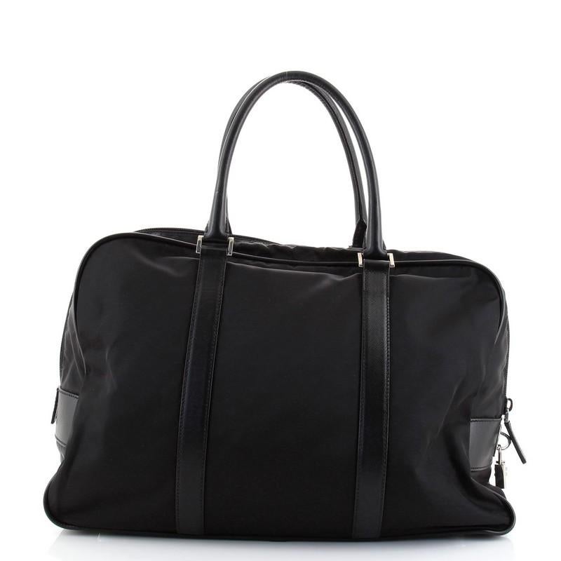 Black Prada Zip Around Briefcase Tessuto with Saffiano Leather Large