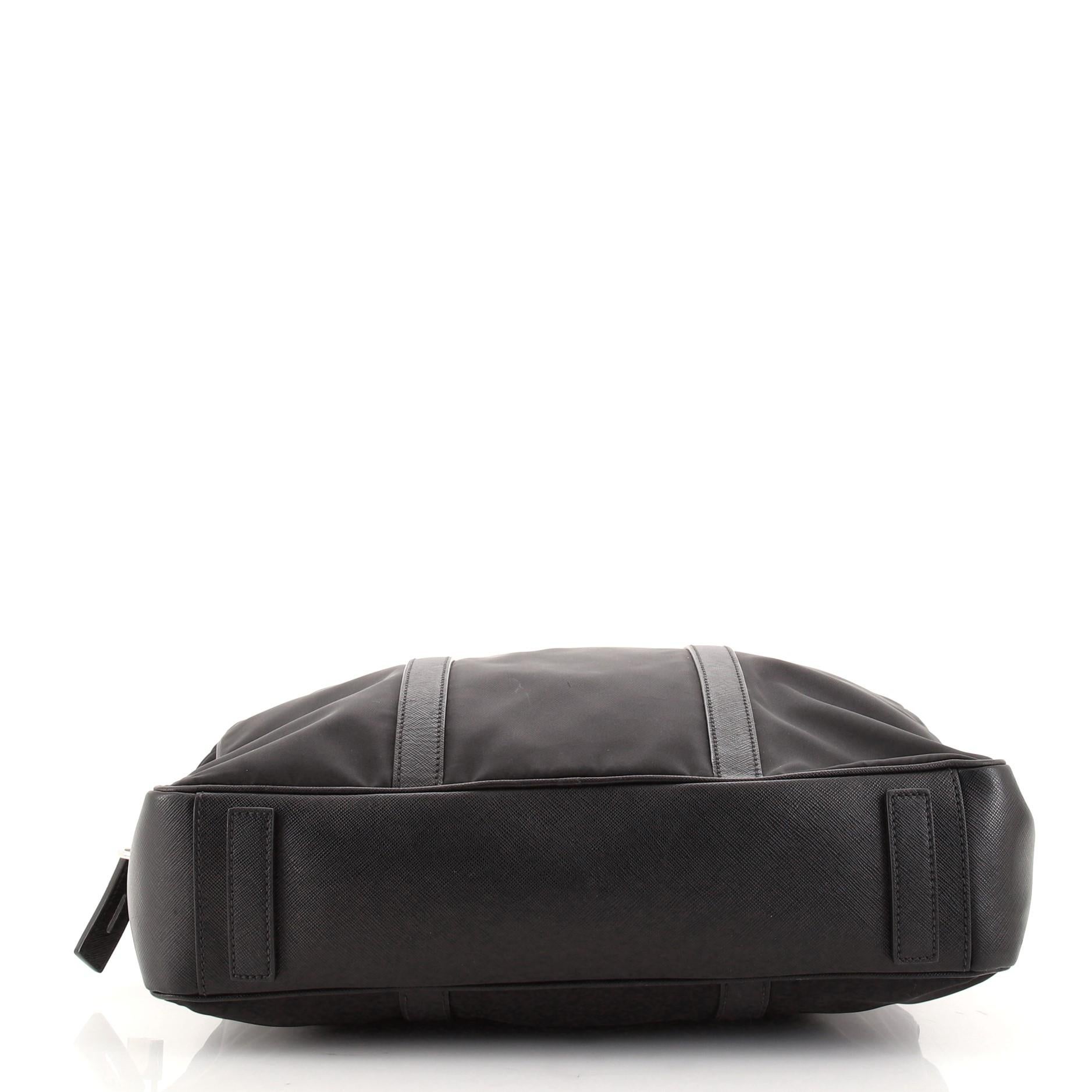 Prada Zip Around Briefcase Tessuto with Saffiano Leather Medium In Good Condition In NY, NY