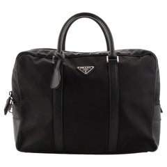 Prada Zip Around Briefcase Tessuto with Saffiano Leather Medium