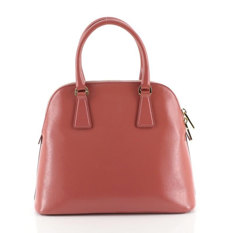 Pink Prada Zip Around Convertible Dome Satchel Vernice Saffiano Leather North 