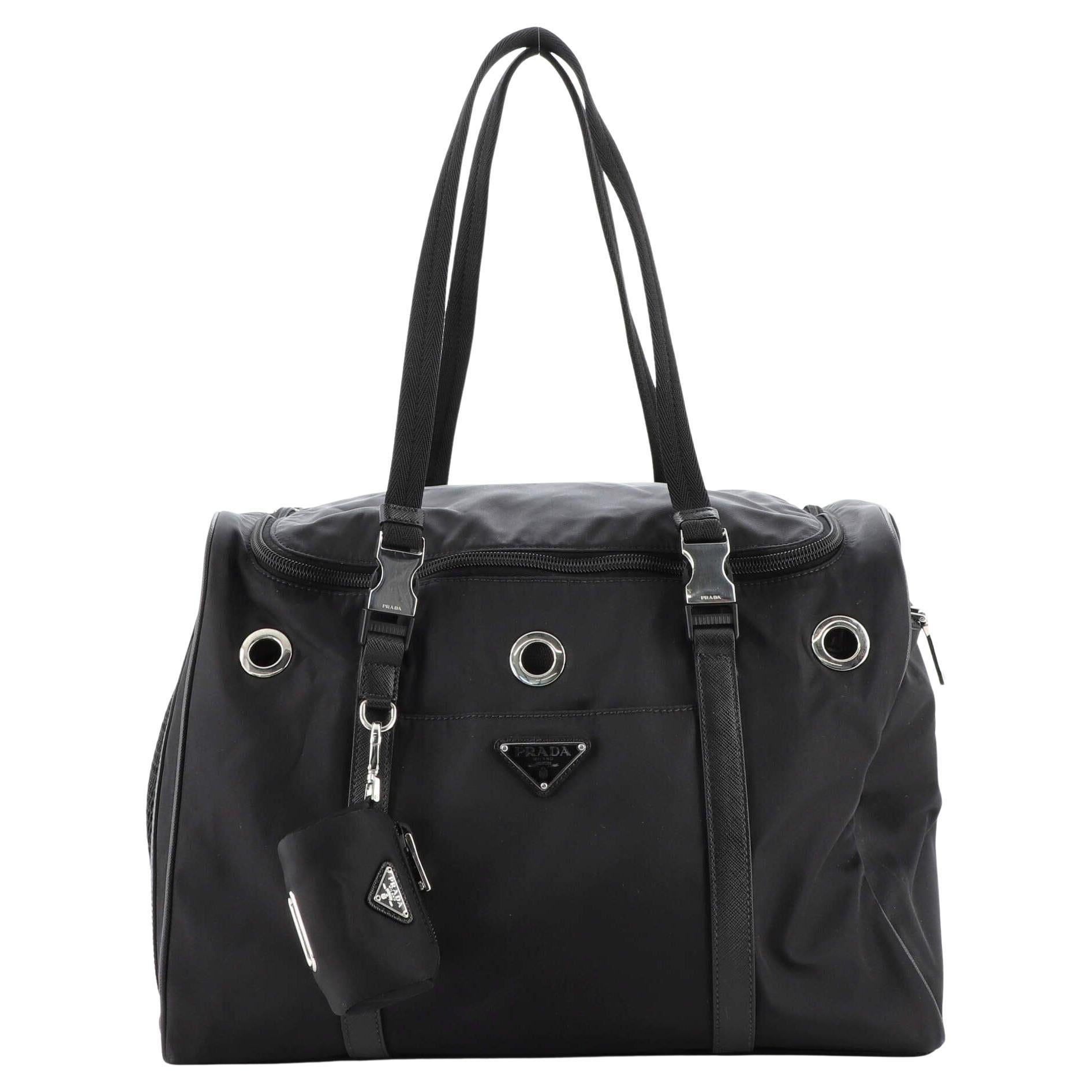 Prada Zip Around Pet Carrier Handbag Tessuto Medium