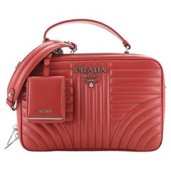 Prada Zip Around Top Handle Bag Diagramme Quilted Leather Medium