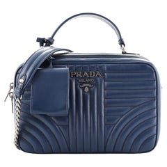 Prada Zip Around Top Handle Bag Diagramme Quilted Leather Medium