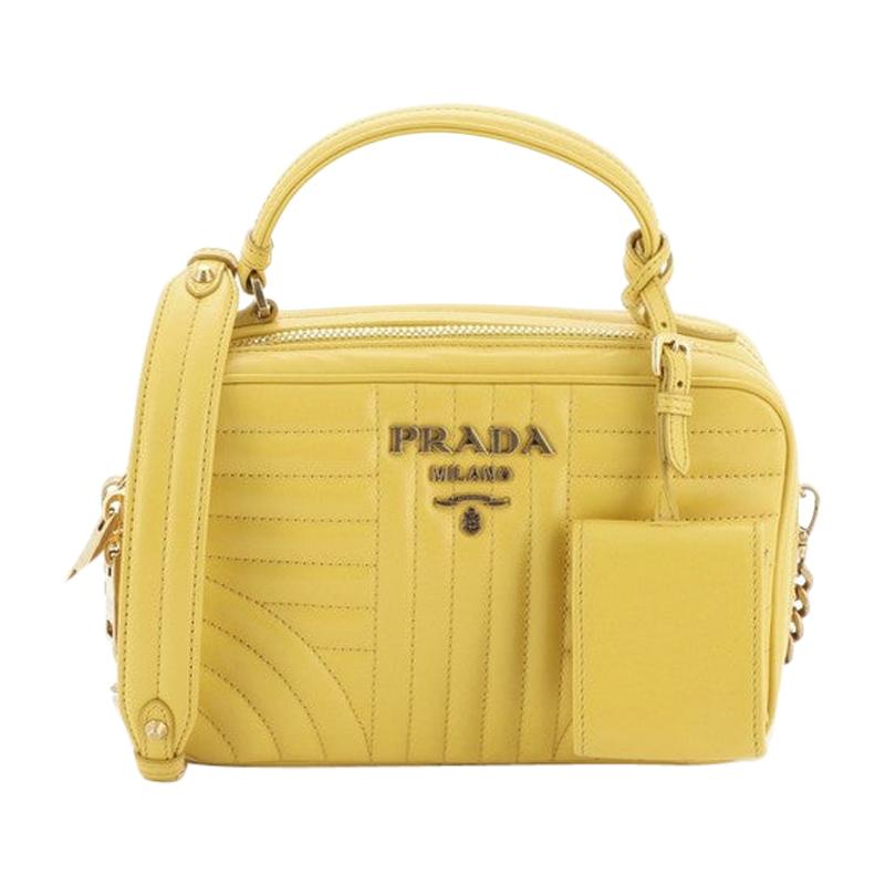 Prada Zip Around Top Handle Bag Diagramme Quilted Leather Small