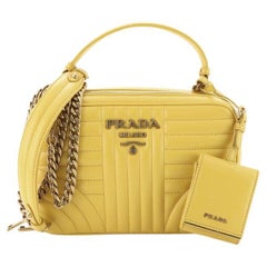 Prada Zip Around Top Handle Bag Diagramme Quilted Leather Small