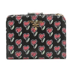 Prada Zip Around Wallet Printed Leather Compact