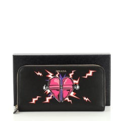 Prada Zip Around Wallet Printed Saffiano Long