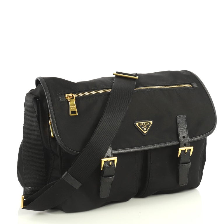 Prada Zip Buckle Messenger Bag Tessuto Large at 1stDibs