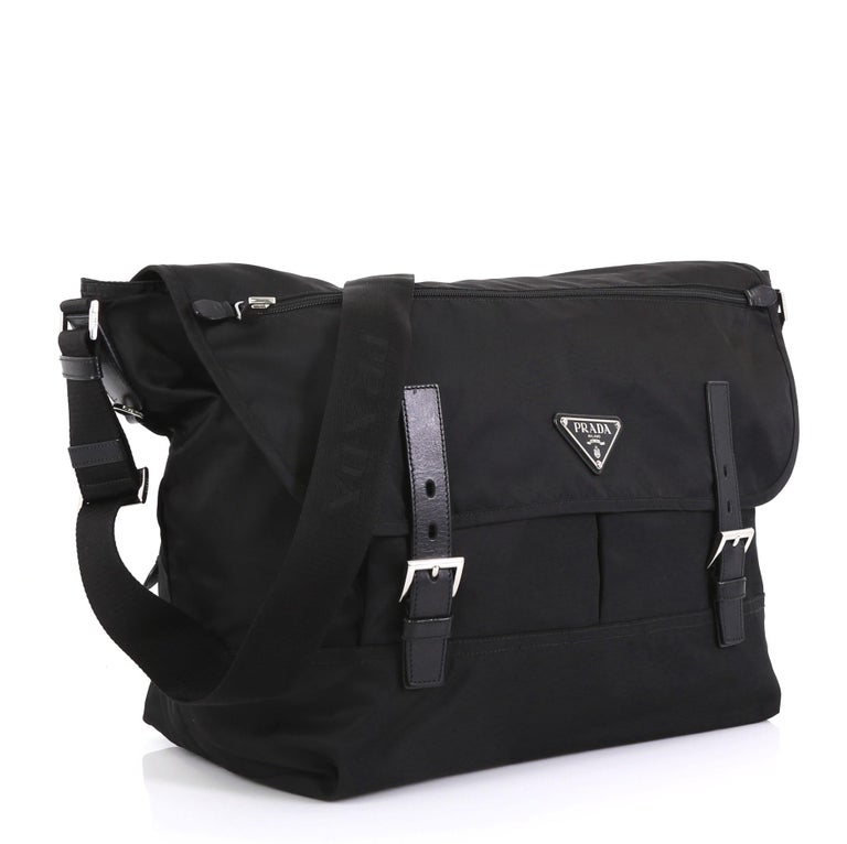 Prada Zip Buckle Messenger Bag Tessuto Large at 1stDibs