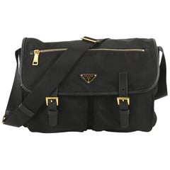 Prada Zip Buckle Messenger Bag Tessuto Large