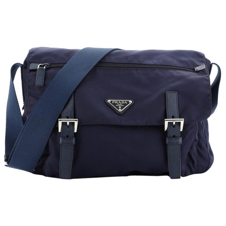 Prada Zip Buckle Messenger Bag Tessuto Medium at 1stDibs