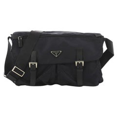 Prada Zip Buckle Messenger Bag Tessuto Medium