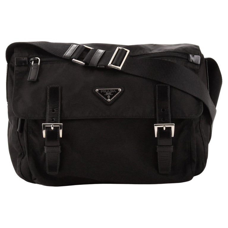Prada Zip Buckle Messenger Bag Tessuto Medium For Sale at 1stDibs