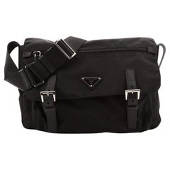 Prada Zip Buckle Messenger Bag Tessuto Medium