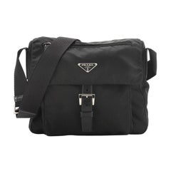 Prada Zip Buckle Messenger Bag Tessuto Small