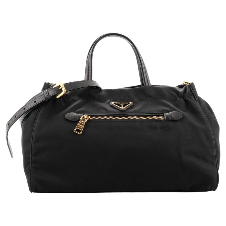 Prada Zip Convertible Shopping Tote Tessuto with Saffiano Leather Medium  For Sale at 1stDibs