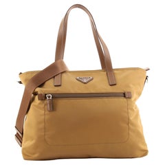 Prada Zip Convertible Shopping Tote Tessuto with Saffiano Leather Medium