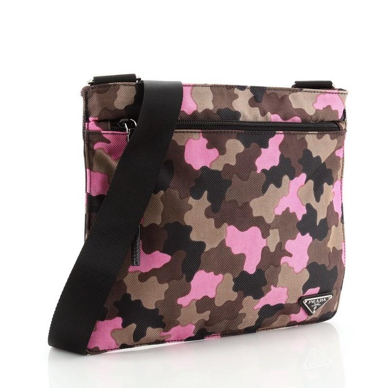 Prada Zip Crossbody Bag Camouflage Canvas Medium