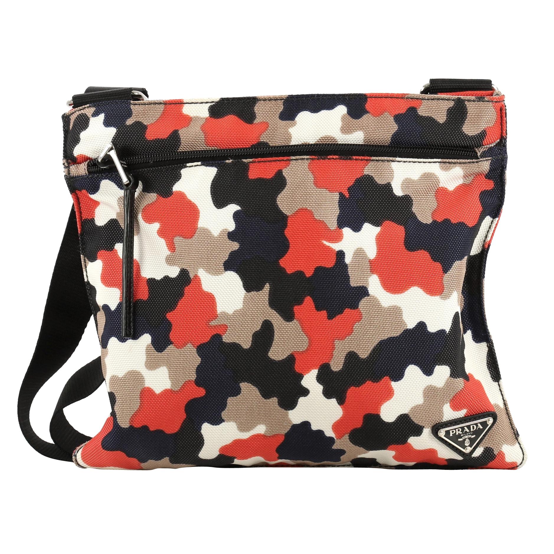 Prada Zip Crossbody Bag Camouflage Canvas Medium