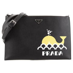 Prada Zip Crossbody Bag Printed Saffiano Large