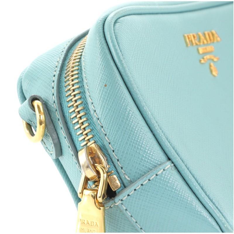 Blue Prada Zip Crossbody Bag Saffiano Leather Mini