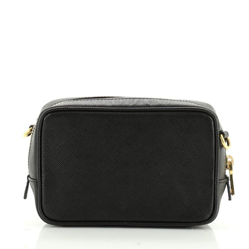 Black Prada Zip Crossbody Bag Saffiano Leather Small 