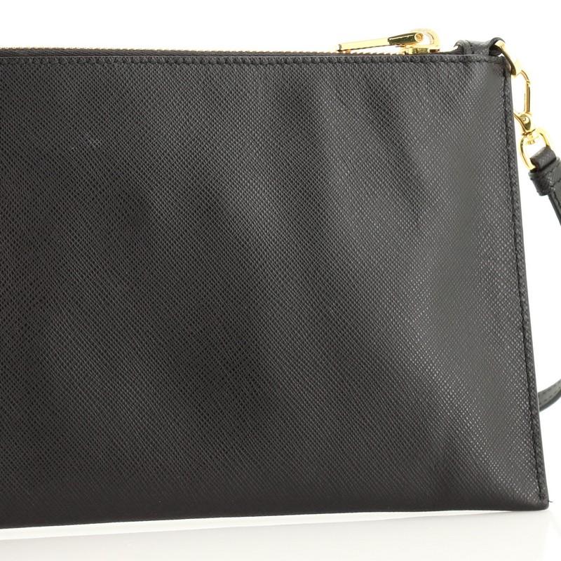 Prada Zip Flat Shoulder Bag Saffiano Leather Small  2