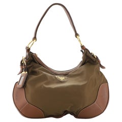 Prada Zip Hobo Tessuto mit Leder groß
