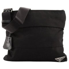Prada Zip Messenger Bag Horizontal Quilt Tessuto Small
