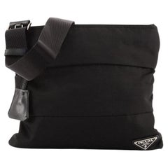 Prada Zip Messenger Bag Horizontal Quilt Tessuto Small