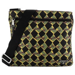 Prada Zip Messenger Bag Printed Tessuto Medium