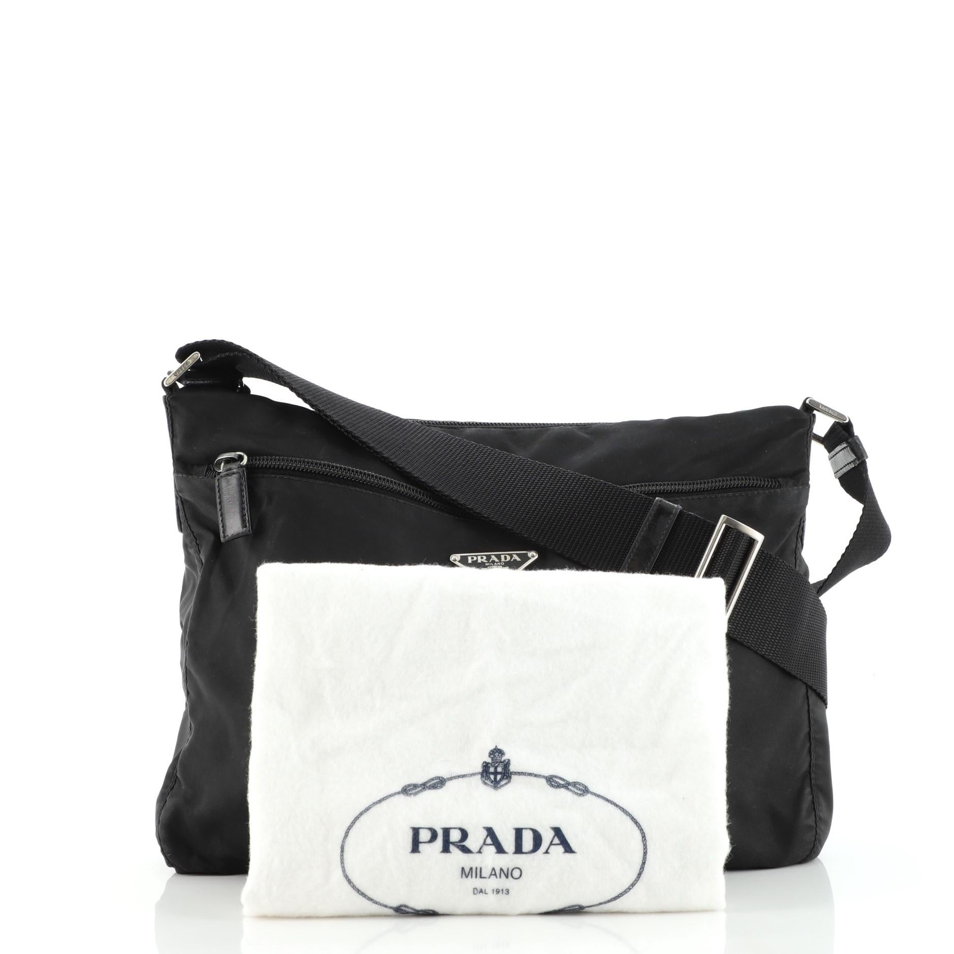 Prada Zip Messenger Bag Tessuto Medium at 1stDibs