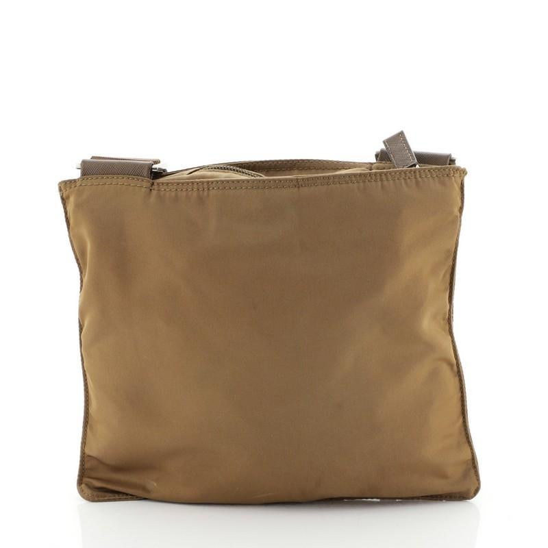 Brown Prada Zip Messenger Bag Tessuto Medium