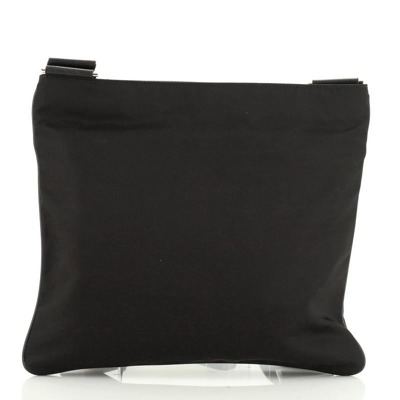 Black Prada  Zip Messenger Bag Tessuto Medium