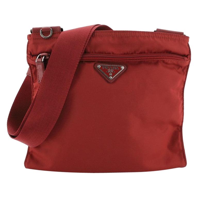 Prada Zip Messenger Bag Tessuto Medium For Sale at 1stdibs