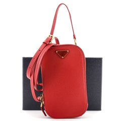 Prada Zip Phone Holder Crossbody Bag Saffiano Leather