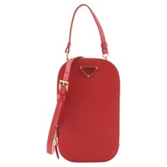 Prada Zip Phone Holder Umhängetasche aus Saffiano-Leder mit Reißverschluss